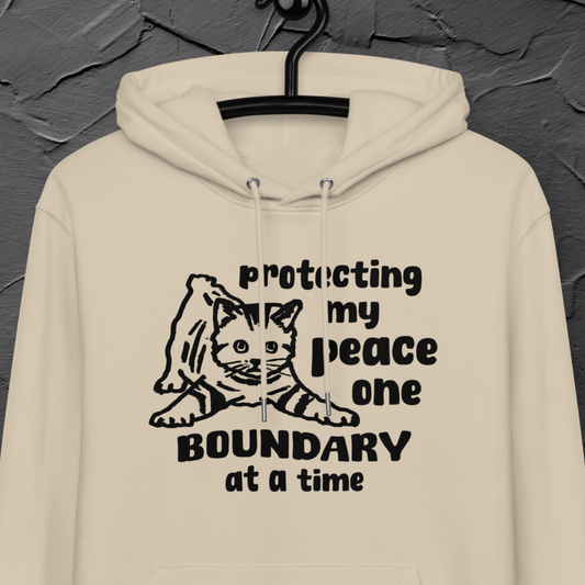Inner Peace in Style: Mental Hygiene "Boundaries" Hoodie with Cute Kitten Made of Organic Cotton │ Caccao