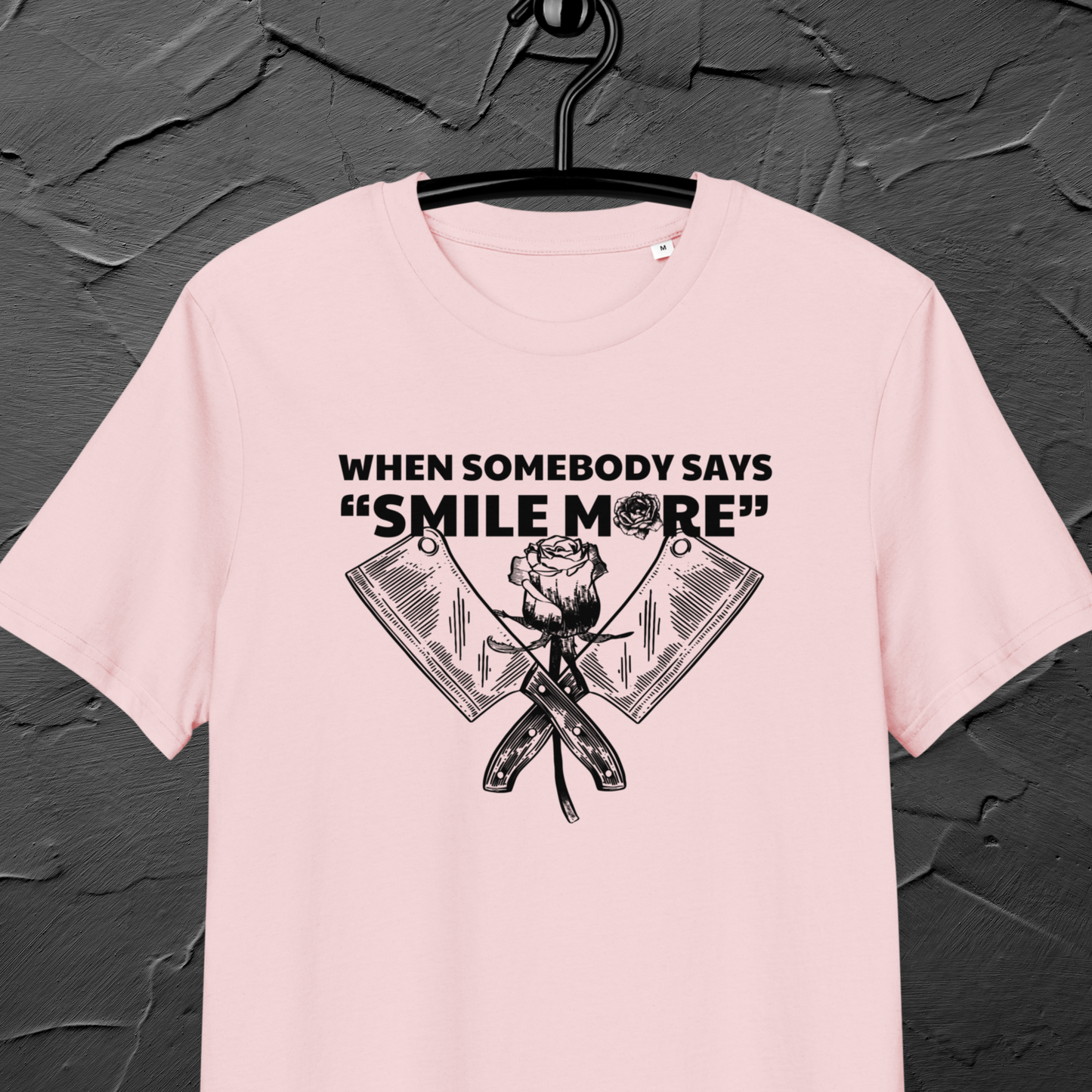 Fem Rage Ecological "Smile More" Organic Cotton T-Shirt in Fair Trade, Slow &amp; Circular Fashion and Vegan Principle │ Caccao