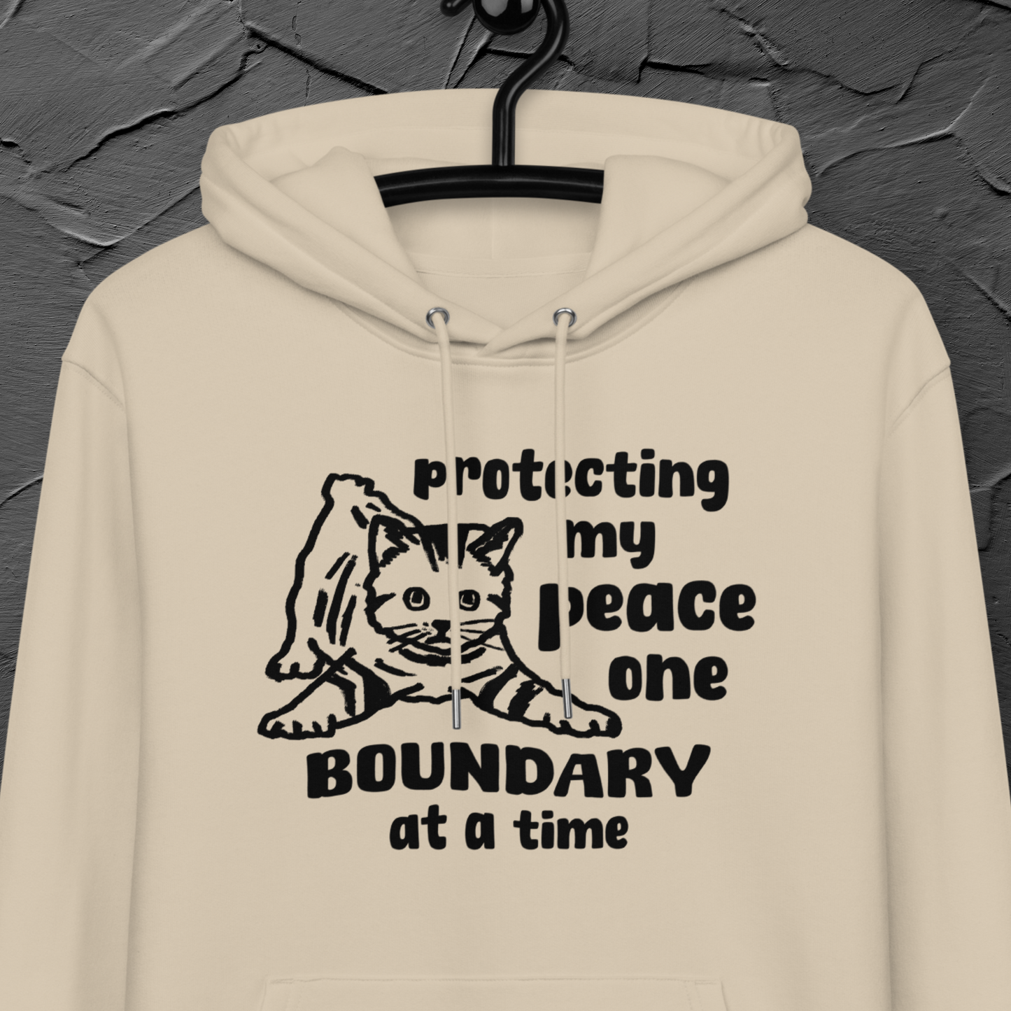 Inner Peace in Style: Mental Hygiene "Boundaries" Hoodie with Cute Kitten Made of Organic Cotton │ Caccao