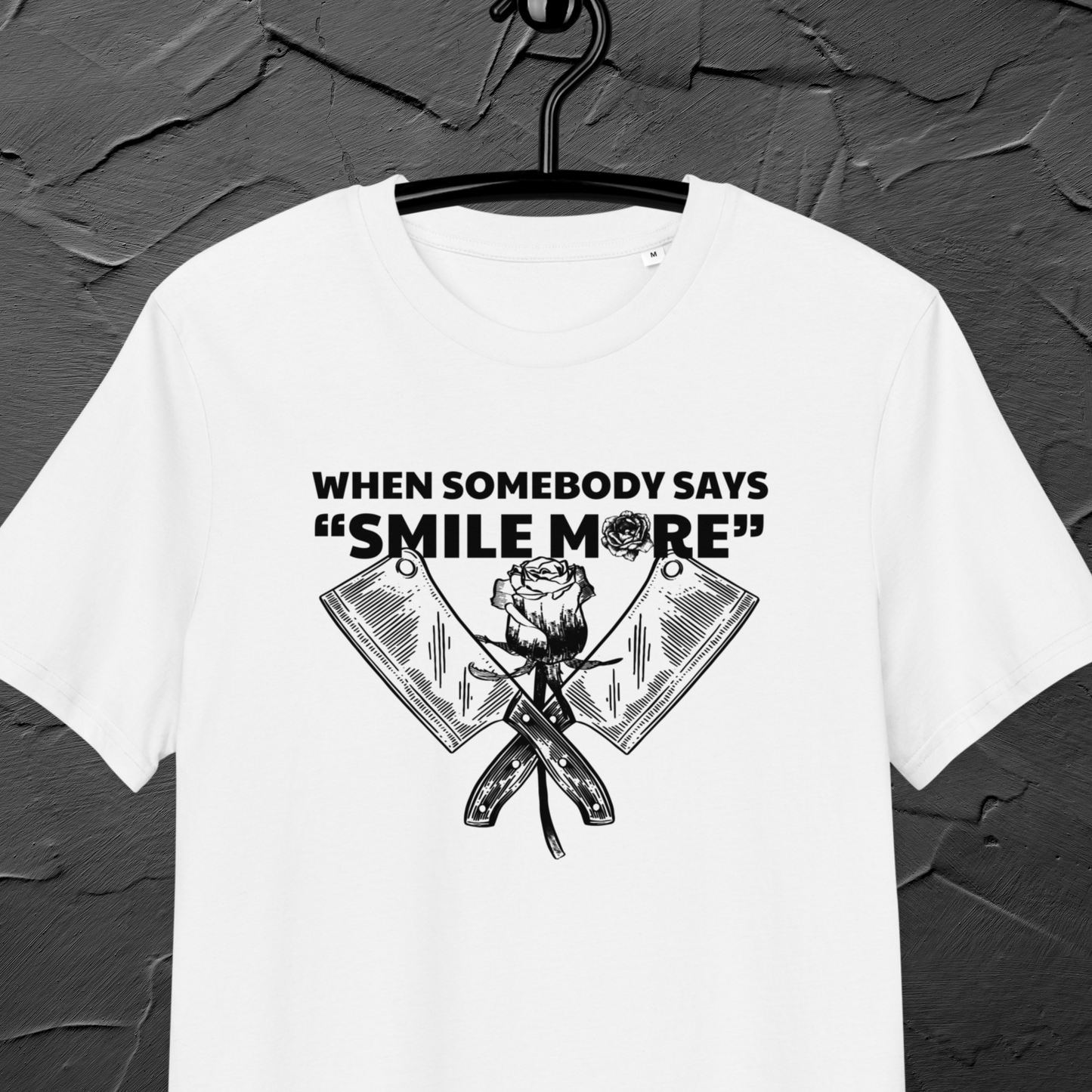 Fem Rage Ecological "Smile More" Organic Cotton T-Shirt in Fair Trade, Slow &amp; Circular Fashion and Vegan Principle │ Caccao