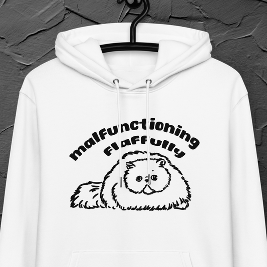Unisex Oversize Vegan "Flaffully" Organic Cotton Sweatshirt with Funny Persian Cat Motif and Sustainable Message⎜Caccao