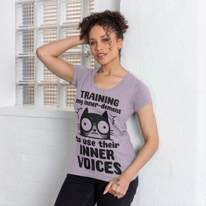 Women's Mental Health Awareness "Training my inner denons..." Elegant 'Bodysuit' T-Shirt in Premium, Certified Quality │ Caccao