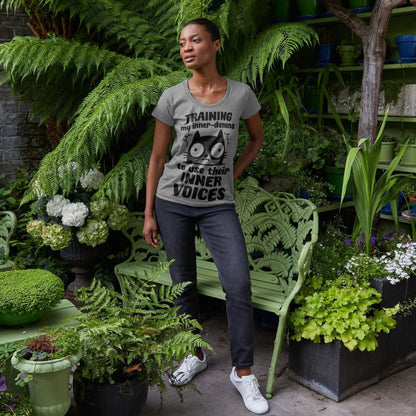 Women's Mental Health Awareness "Training my inner denons..." Elegant 'Bodysuit' T-Shirt in Premium, Certified Quality │ Caccao