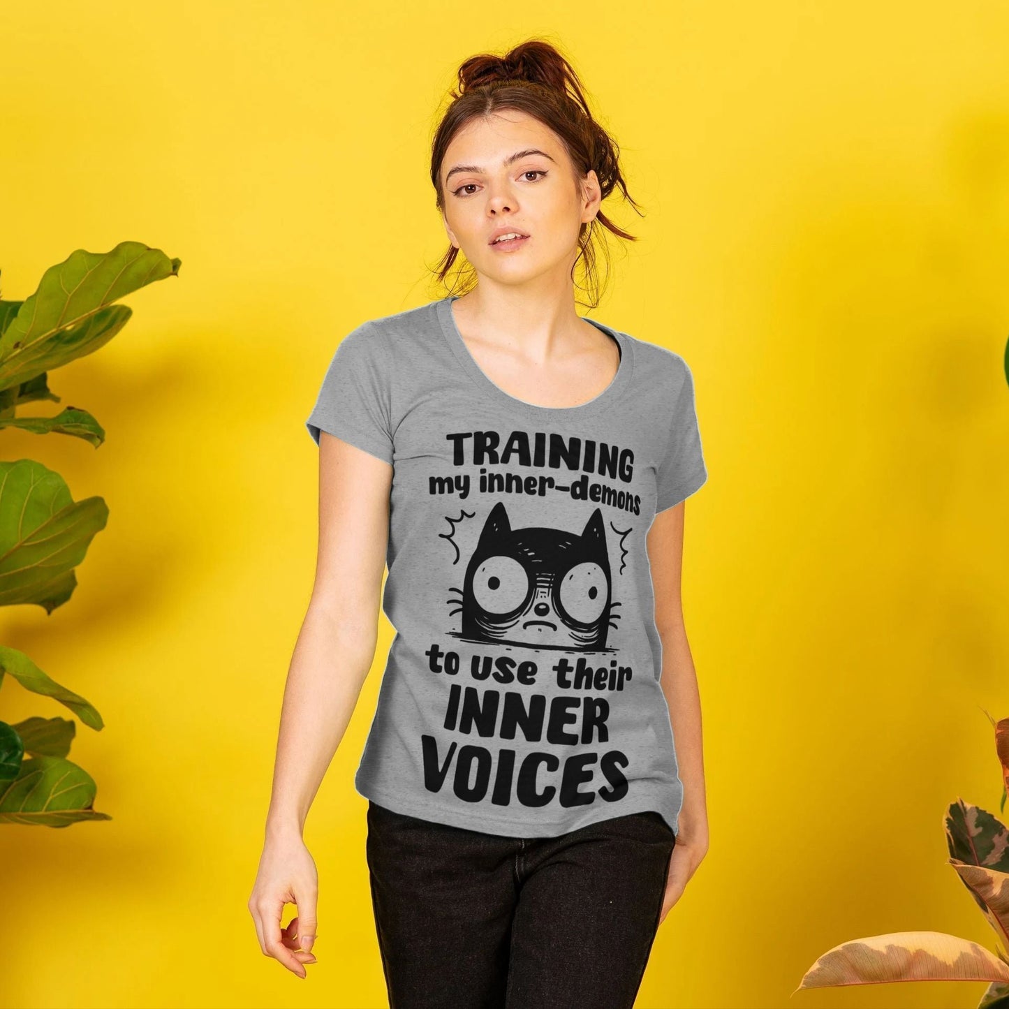 Women's Mental Health Awareness "Training my inner denons..." Elegant 'Bodysuit' T-Shirt in Premium, Certified Quality │ Caccao