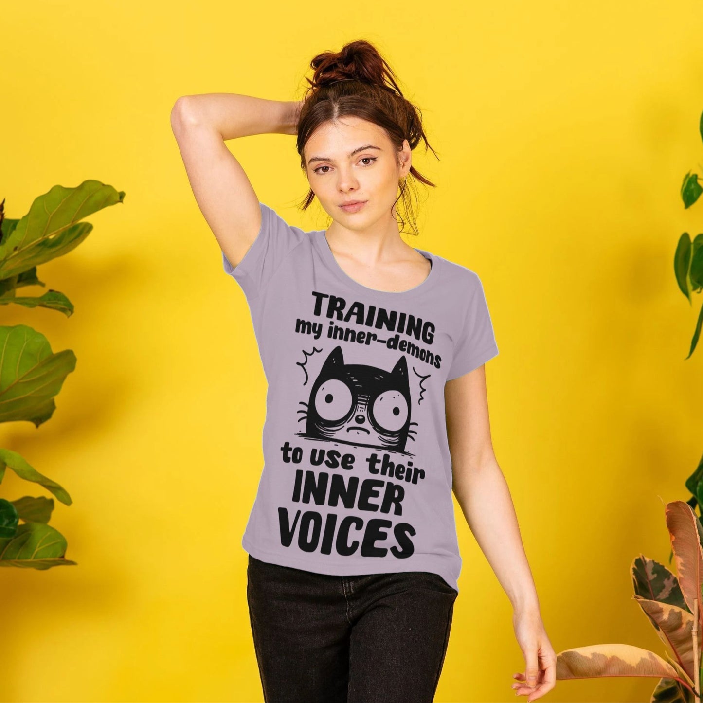 Women's Mental Health Awareness "Training my inner denons..." Elegant 'Bodysuit' T-Shirt in Premium, Certified Quality │ Caccao