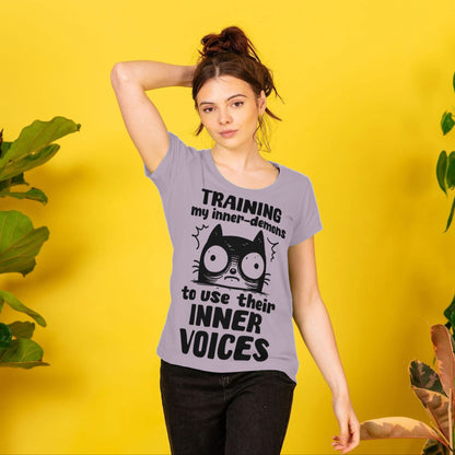 Women's Mental Health Awareness "Training my inner denons..." Elegant 'Bodysuit' T-Shirt in Premium, Certified Quality │ Caccao