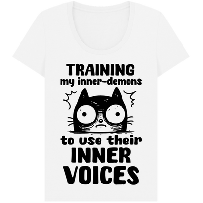 Women's Mental Health Awareness "Training my inner denons..." Elegant 'Bodysuit' T-Shirt in Premium, Certified Quality │ Caccao