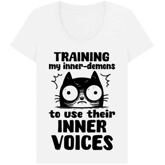 Women's Mental Health Awareness "Training my inner denons..." Elegant 'Bodysuit' T-Shirt in Premium, Certified Quality │ Caccao
