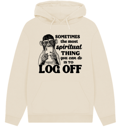 Unisex Sustainable 'Log Off' Spiritually Funny Organic Cotton Hoodie in Renewable Quality⎜Caccao