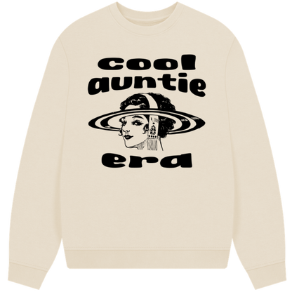 🇬🇧🇨🇿Relaxed fit Mikina z Certifikované Organické Bavlny "Cool auntie era" - bez GMO, Vegan