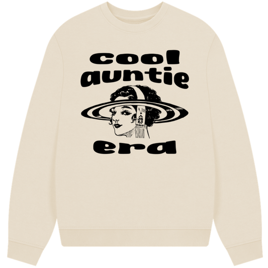 🇬🇧🇨🇿Relaxed fit Mikina z Certifikované Organické Bavlny "Cool auntie era" - bez GMO, Vegan