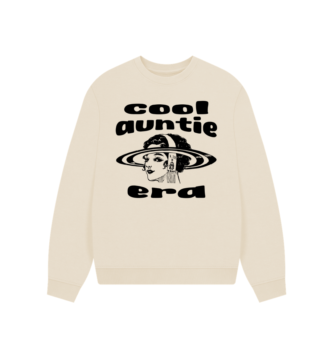 🇬🇧🇨🇿Relaxed fit Mikina z Certifikované Organické Bavlny "Cool auntie era" - bez GMO, Vegan