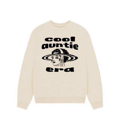 🇬🇧🇨🇿Relaxed fit Mikina z Certifikované Organické Bavlny "Cool auntie era" - bez GMO, Vegan
