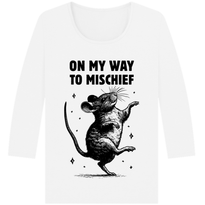 Women's 100% Organic Cotton "On my way to mischief" 3/4 Sleeve T-Shirt in Top Certified Quality │ Caccao