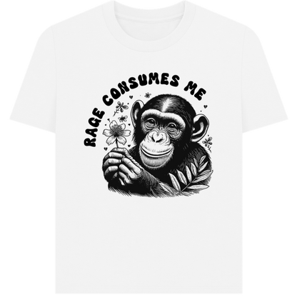 rage consumes me bio t-shirt with cute monkey and flowers