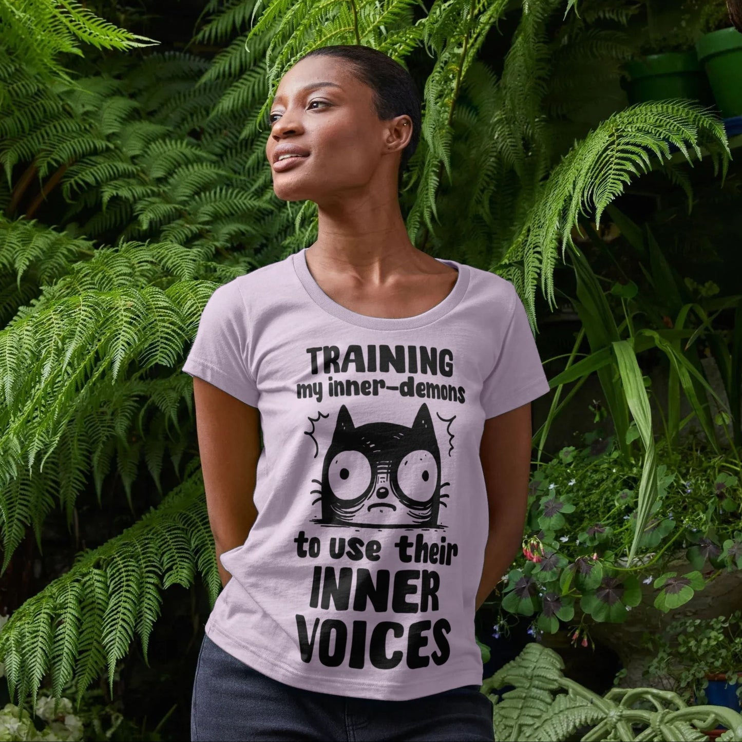 Women's Mental Health Awareness "Training my inner denons..." Elegant 'Bodysuit' T-Shirt in Premium, Certified Quality │ Caccao