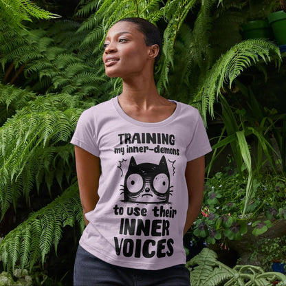 Women's Mental Health Awareness "Training my inner denons..." Elegant 'Bodysuit' T-Shirt in Premium, Certified Quality │ Caccao