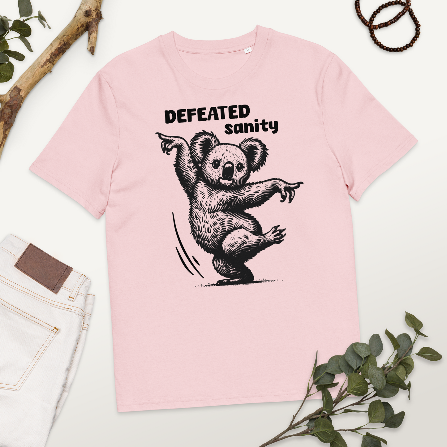 Unisex Organic Cotton "Defeated Sanity" T-Shirt in Premium Certified Quality⎜Caccao