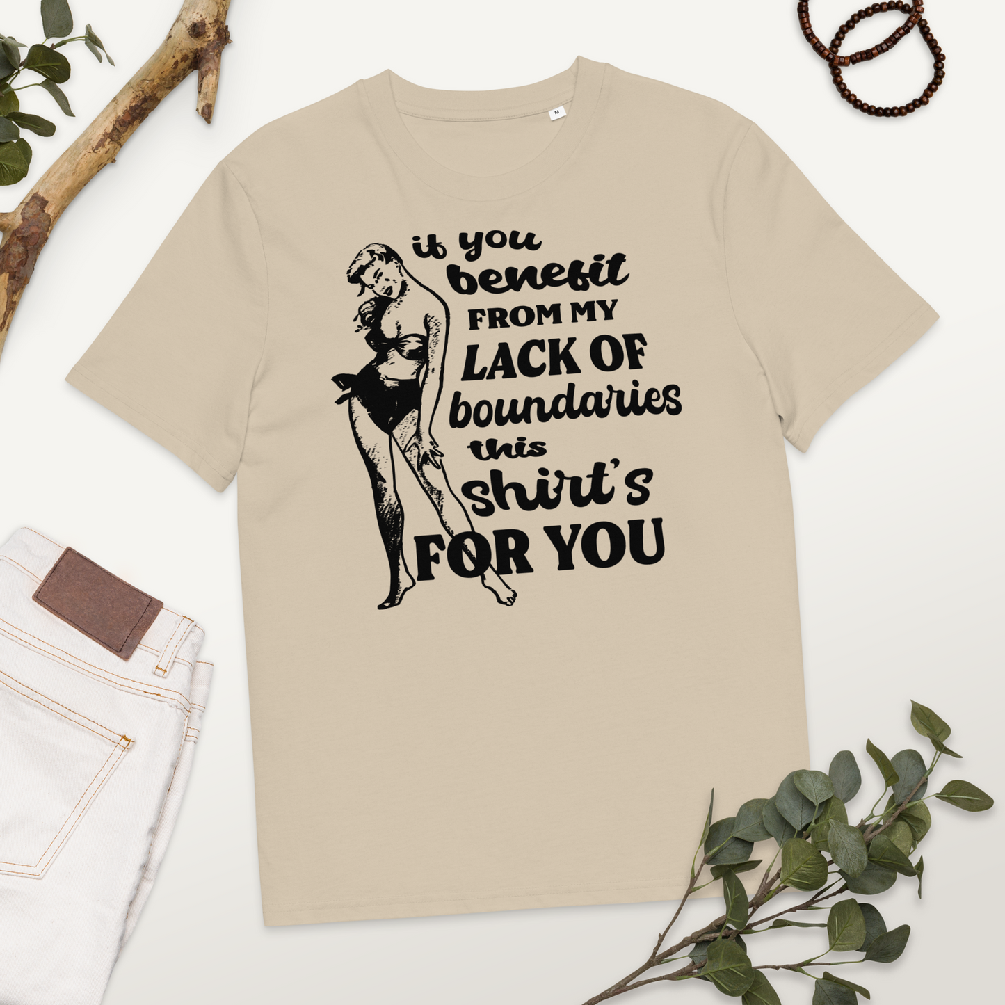 Unisex Sarkastické Vintage 'Boundaries' Tričko z Bio Bavlny ve Veganském, Fair Trade a Slow Fashion Režimu – Pro ty, kdo se Učí Říkat Ne 🙂‍↔️⎜Caccao
