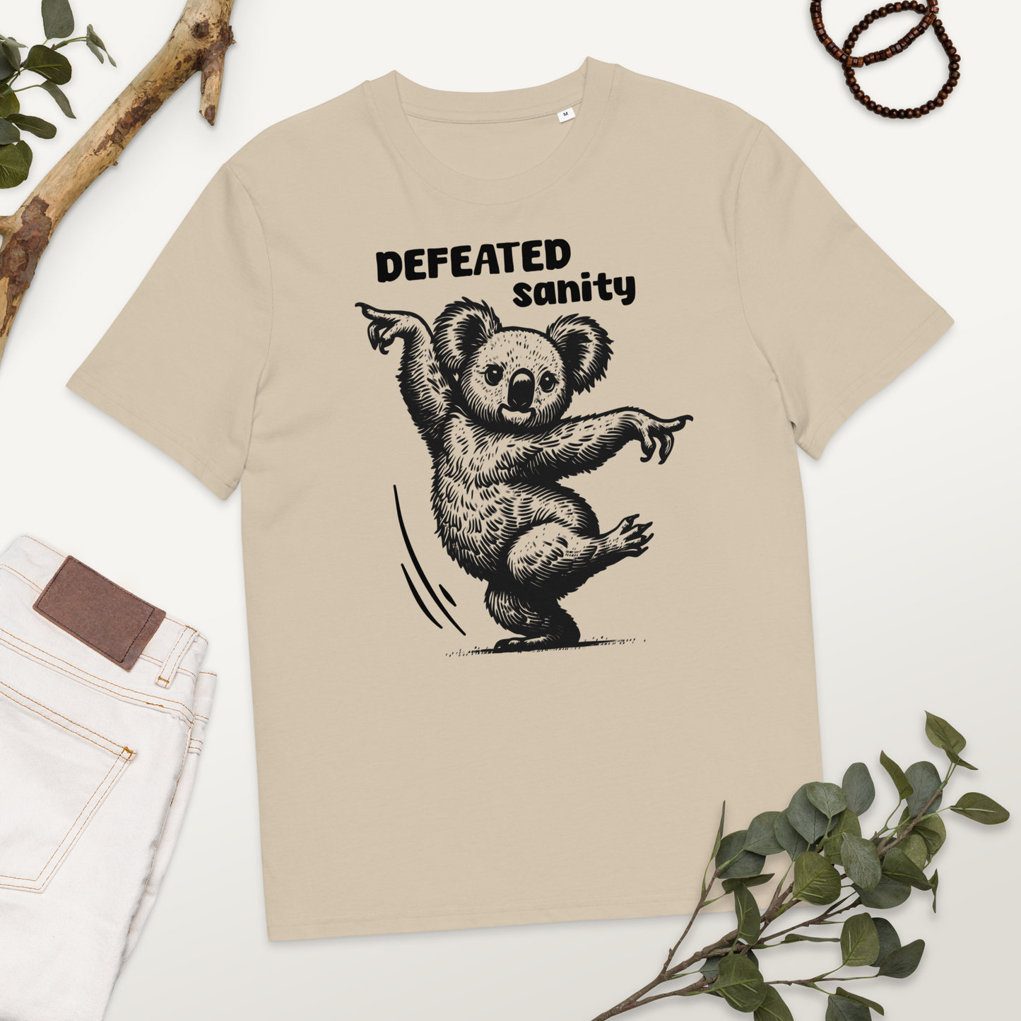 Unisex Organic Cotton "Defeated Sanity" T-Shirt in Premium Certified Quality⎜Caccao
