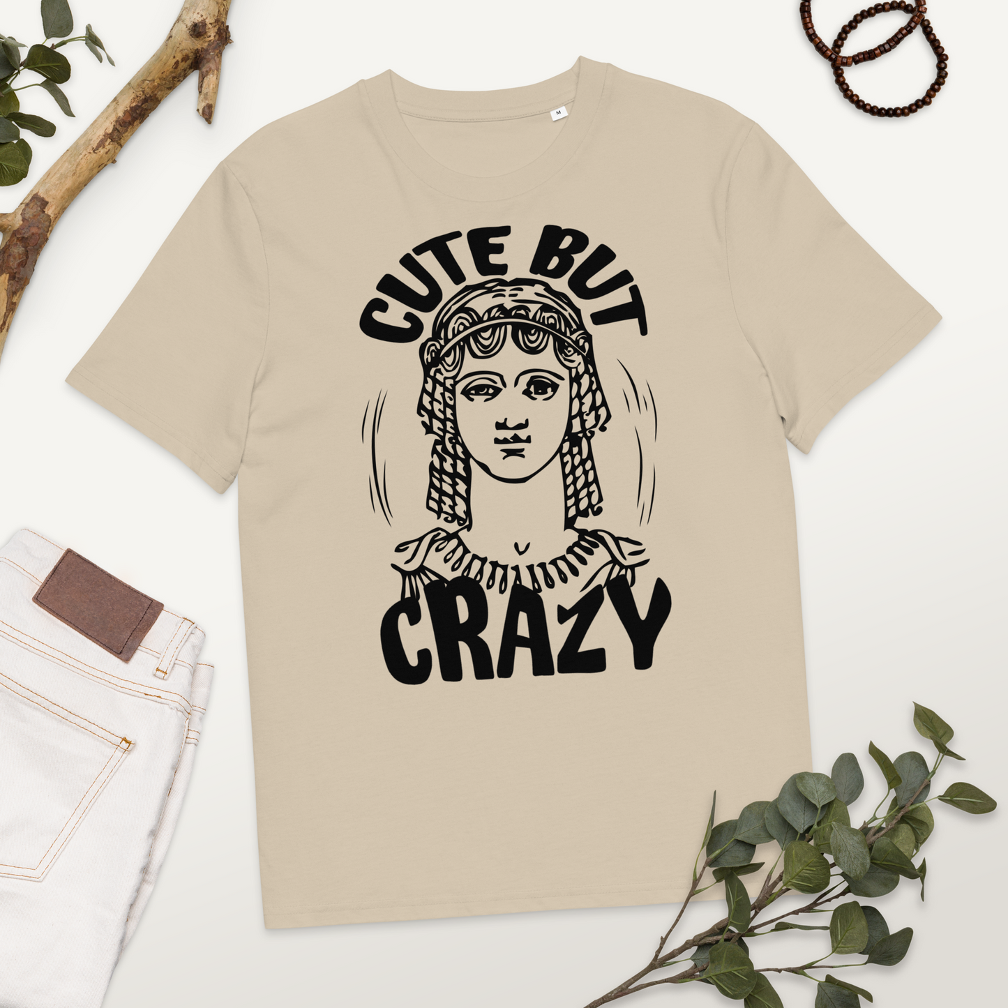 Uni Cotton "Cute but Crazy" Vintage T-Shirt in Fair Trade &amp; Vegan Quality⎜Caccao