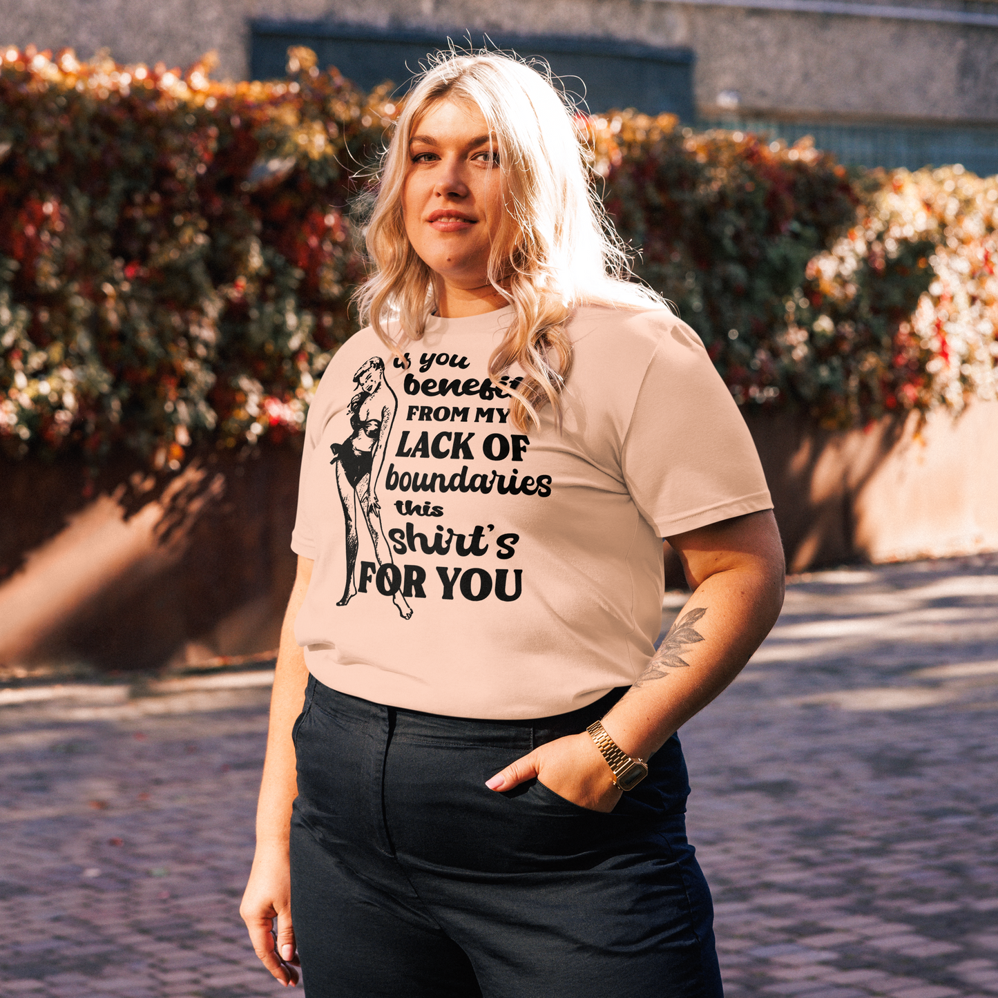 Unisex Sarkastické Vintage 'Boundaries' Tričko z Bio Bavlny ve Veganském, Fair Trade a Slow Fashion Režimu – Pro ty, kdo se Učí Říkat Ne 🙂‍↔️⎜Caccao