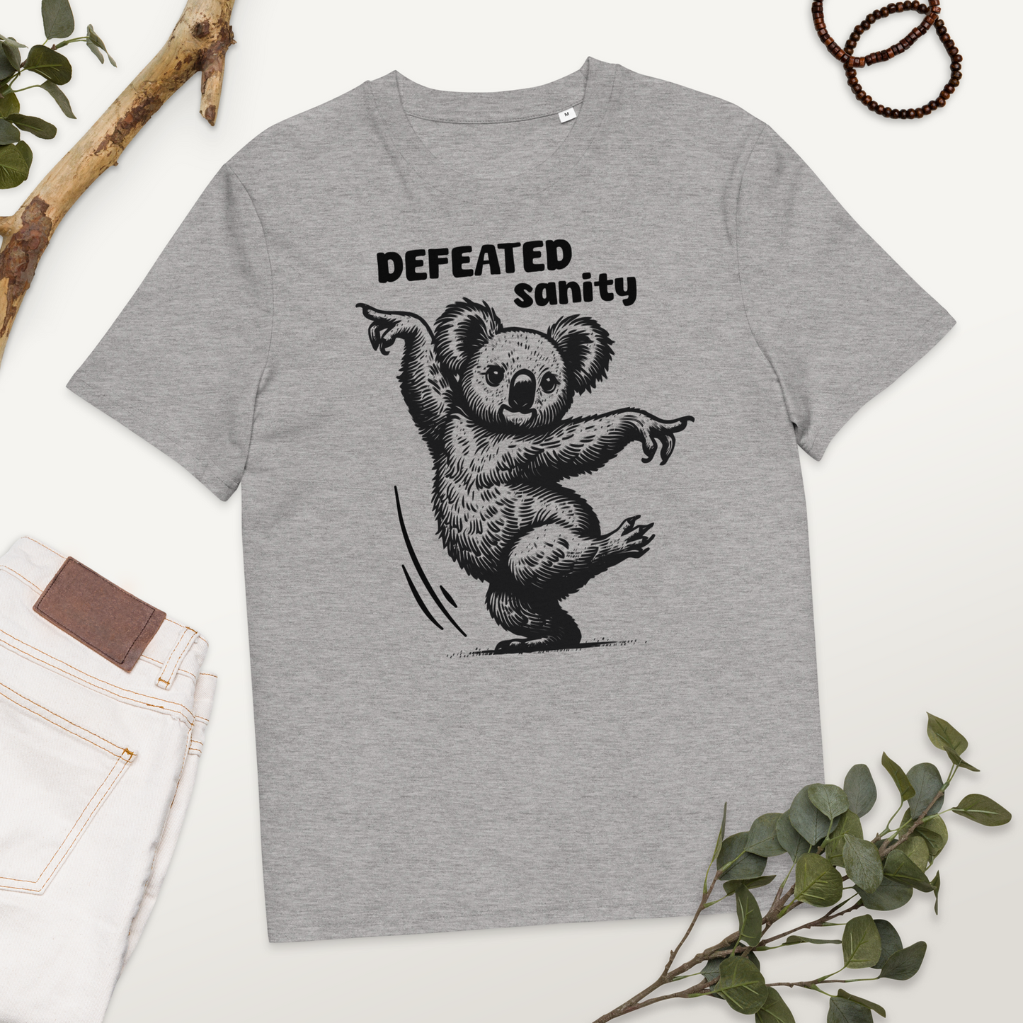 Unisex Organic Cotton "Defeated Sanity" T-Shirt in Premium Certified Quality⎜Caccao