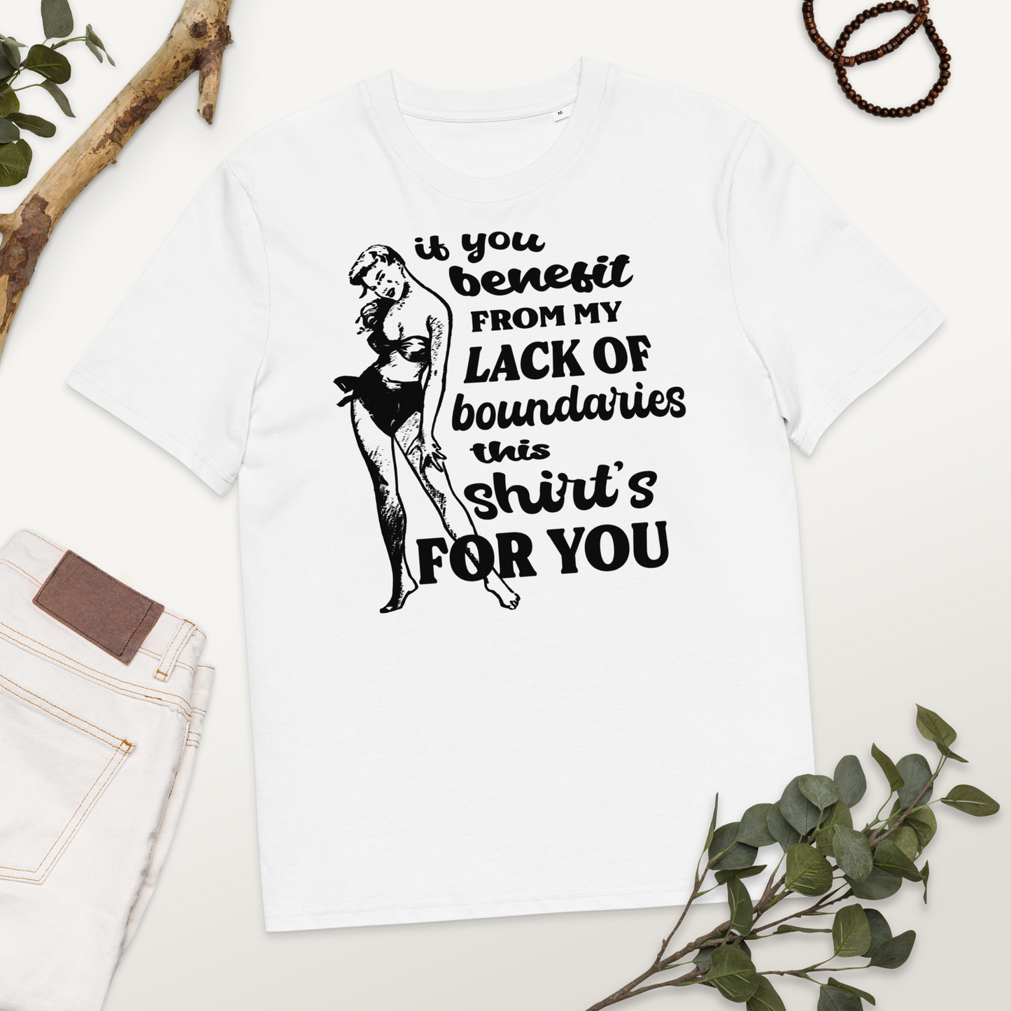 Unisex Sarkastické Vintage 'Boundaries' Tričko z Bio Bavlny ve Veganském, Fair Trade a Slow Fashion Režimu – Pro ty, kdo se Učí Říkat Ne 🙂‍↔️⎜Caccao