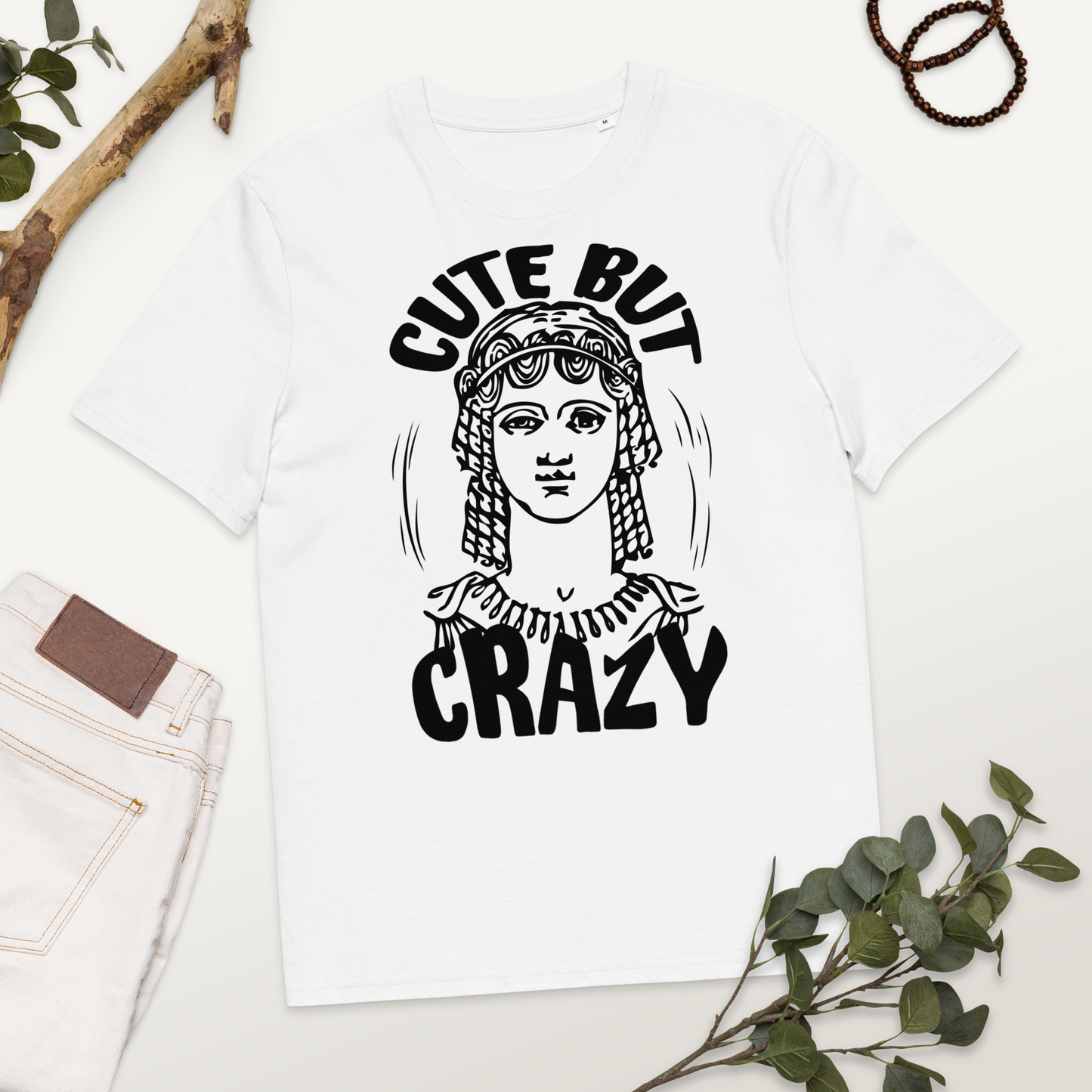 Uni Cotton "Cute but Crazy" Vintage T-Shirt in Fair Trade &amp; Vegan Quality⎜Caccao
